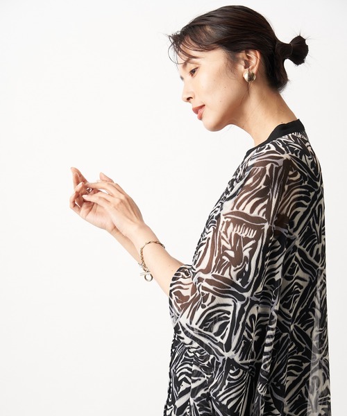 RIVE DROITE（リヴドロワ）の「モロッカンプリントシアーワンピース（ワンピース・レディース・ブラック/ブラウン・FREE）」の5枚目の写真