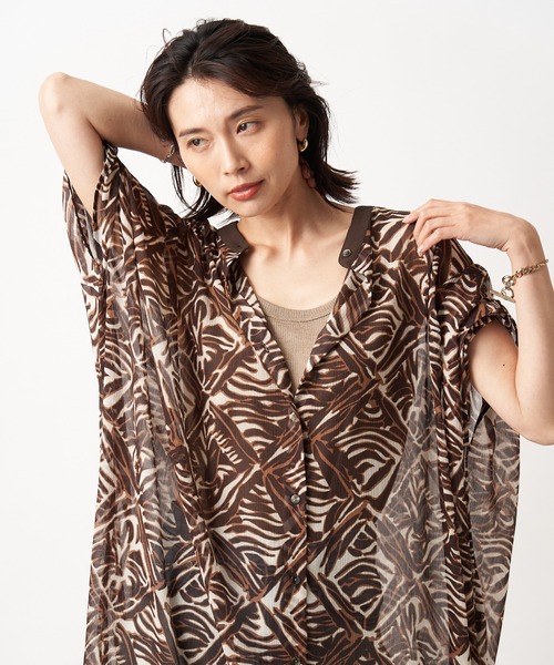 RIVE DROITE（リヴドロワ）の「モロッカンプリントシアーワンピース（ワンピース・レディース・ブラック/ブラウン・FREE）」の19枚目の写真