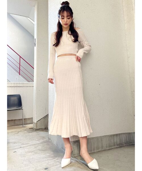 GYDA（ジェイダ）の「マーメイドケーブルニット スカート（スカート・レディース・ブラック/ピンク/アイボリー/ブラウン・FREE）」の14枚目の写真