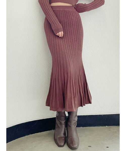 GYDA（ジェイダ）の「マーメイドケーブルニット スカート（スカート・レディース・ブラック/ピンク/アイボリー/ブラウン・FREE）」の8枚目の写真