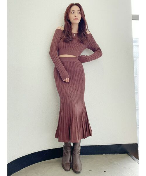 GYDA（ジェイダ）の「マーメイドケーブルニット スカート（スカート・レディース・ブラック/ピンク/アイボリー/ブラウン・FREE）」の16枚目の写真