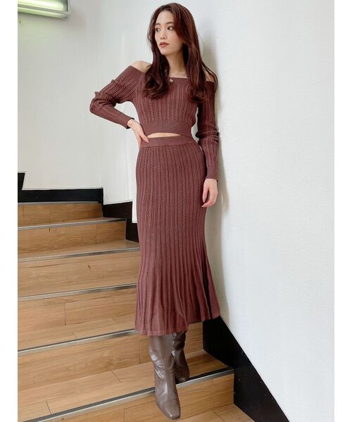 GYDA（ジェイダ）の「マーメイドケーブルニット スカート（スカート・レディース・ブラック/ピンク/アイボリー/ブラウン・FREE）」の17枚目の写真