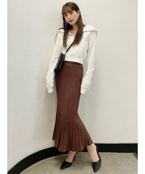 GYDA（ジェイダ）の「マーメイドケーブルニット スカート（スカート・レディース・ブラック/ピンク/アイボリー/ブラウン・FREE）」の20枚目の写真