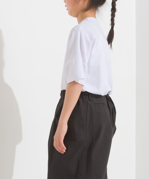 OMNES（オムネス）の「キッズ梨地ビッグボックス半袖Tシャツ（Tシャツ/カットソー・キッズ・ホワイト/ブラック/グリーン系その他/サーモンピンク・100/110/120/130/140）」の6枚目の写真
