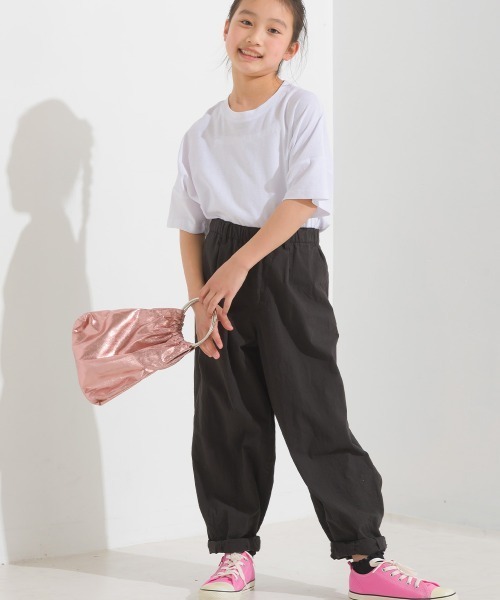 OMNES（オムネス）の「キッズ梨地ビッグボックス半袖Tシャツ（Tシャツ/カットソー・キッズ・ホワイト/ブラック/グリーン系その他/サーモンピンク・100/110/120/130/140）」の8枚目の写真