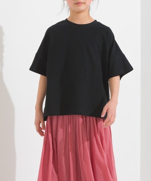 OMNES（オムネス）の「キッズ梨地ビッグボックス半袖Tシャツ（Tシャツ/カットソー・キッズ・ホワイト/ブラック/グリーン系その他/サーモンピンク・100/110/120/130/140）」の10枚目の写真