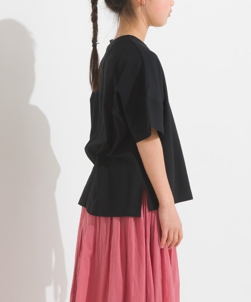 OMNES（オムネス）の「キッズ梨地ビッグボックス半袖Tシャツ（Tシャツ/カットソー・キッズ・ホワイト/ブラック/グリーン系その他/サーモンピンク・100/110/120/130/140）」の11枚目の写真