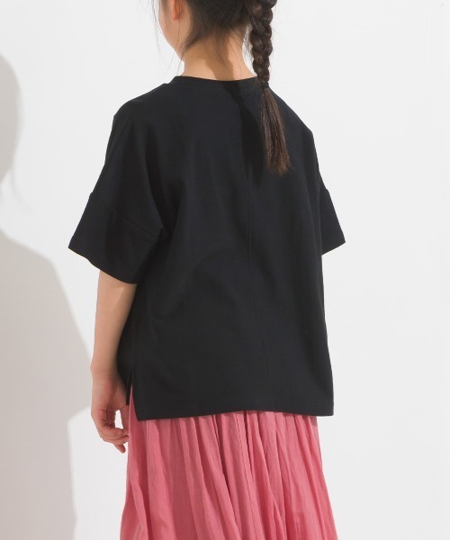 OMNES（オムネス）の「キッズ梨地ビッグボックス半袖Tシャツ（Tシャツ/カットソー・キッズ・ホワイト/ブラック/グリーン系その他/サーモンピンク・100/110/120/130/140）」の12枚目の写真