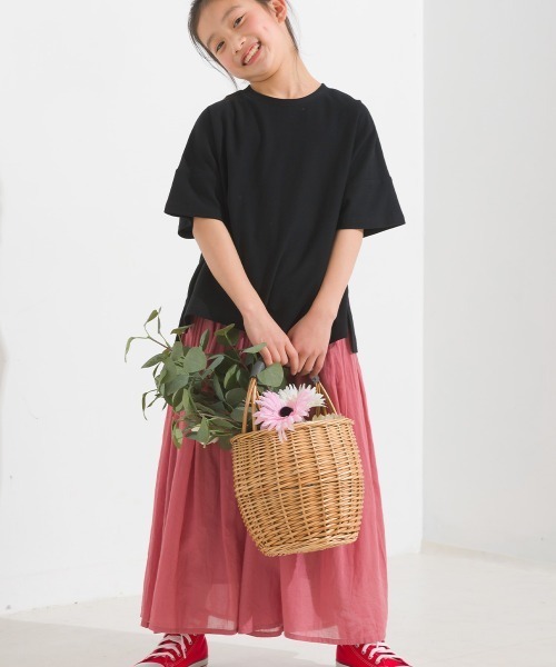 OMNES（オムネス）の「キッズ梨地ビッグボックス半袖Tシャツ（Tシャツ/カットソー・キッズ・ホワイト/ブラック/グリーン系その他/サーモンピンク・100/110/120/130/140）」の14枚目の写真