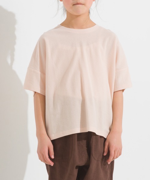 OMNES（オムネス）の「キッズ梨地ビッグボックス半袖Tシャツ（Tシャツ/カットソー・キッズ・ホワイト/ブラック/グリーン系その他/サーモンピンク・100/110/120/130/140）」の15枚目の写真