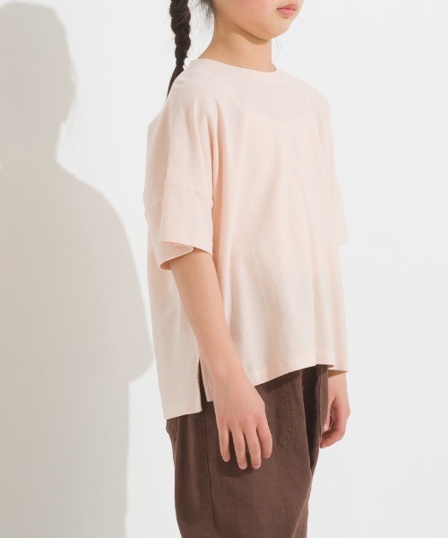 OMNES（オムネス）の「キッズ梨地ビッグボックス半袖Tシャツ（Tシャツ/カットソー・キッズ・ホワイト/ブラック/グリーン系その他/サーモンピンク・100/110/120/130/140）」の16枚目の写真
