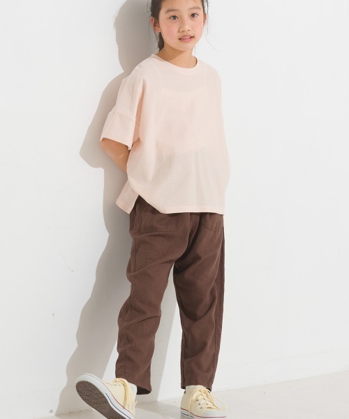 OMNES（オムネス）の「キッズ梨地ビッグボックス半袖Tシャツ（Tシャツ/カットソー・キッズ・ホワイト/ブラック/グリーン系その他/サーモンピンク・100/110/120/130/140）」の18枚目の写真