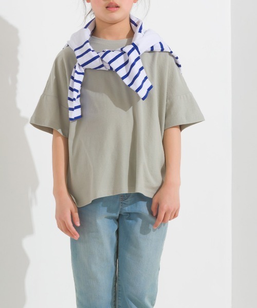 OMNES（オムネス）の「キッズ梨地ビッグボックス半袖Tシャツ（Tシャツ/カットソー・キッズ・ホワイト/ブラック/グリーン系その他/サーモンピンク・100/110/120/130/140）」の20枚目の写真