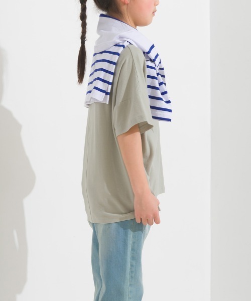 OMNES（オムネス）の「キッズ梨地ビッグボックス半袖Tシャツ（Tシャツ/カットソー・キッズ・ホワイト/ブラック/グリーン系その他/サーモンピンク・100/110/120/130/140）」の21枚目の写真