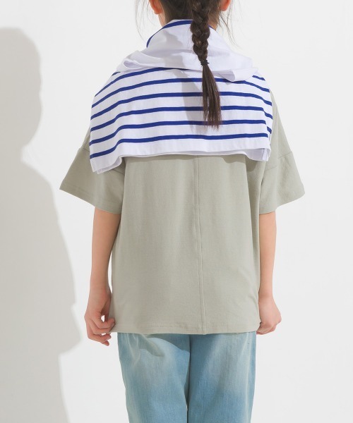 OMNES（オムネス）の「キッズ梨地ビッグボックス半袖Tシャツ（Tシャツ/カットソー・キッズ・ホワイト/ブラック/グリーン系その他/サーモンピンク・100/110/120/130/140）」の22枚目の写真