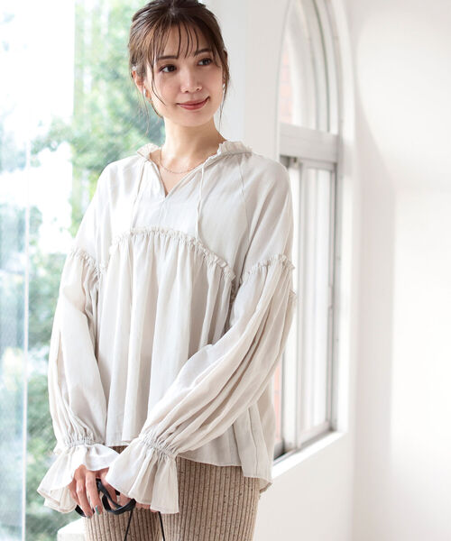 B:MING by BEAMS（ビーミングバイビームス）の「B:MING by BEAMS / 2WAY ボリューム ブラウス（シャツ/ブラウス・レディース・ブラック/ブラウン/グレー・SMALL/MEDIUM）」の3枚目の写真