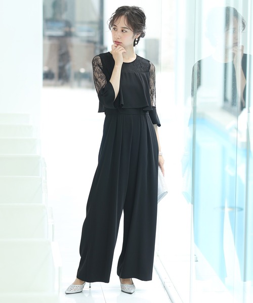 PourVous(プールヴー)の「ワイドパンツ フォーマル お呼ばれ ロング丈&結婚式 ドッキング風 オールインワン パーティー パンツドレス オケージョンドレス 七五三 ママ お宮参り 学校行事 二次会 成人式 (パンツドレス・レディース・ライトグレー/ブラック/ラベンダー/ネイビー/チャコール・M)」の10枚目の写真
