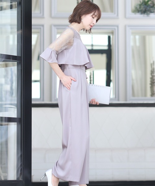 PourVous(プールヴー)の「ワイドパンツ フォーマル お呼ばれ ロング丈&結婚式 ドッキング風 オールインワン パーティー パンツドレス オケージョンドレス 七五三 ママ お宮参り 学校行事 二次会 成人式 (パンツドレス・レディース・ライトグレー/ブラック/ラベンダー/ネイビー/チャコール・M)」の14枚目の写真