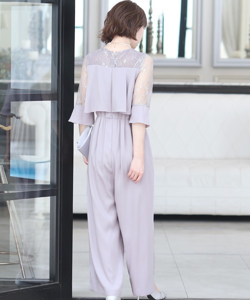 PourVous(プールヴー)の「ワイドパンツ フォーマル お呼ばれ ロング丈&結婚式 ドッキング風 オールインワン パーティー パンツドレス オケージョンドレス 七五三 ママ お宮参り 学校行事 二次会 成人式 (パンツドレス・レディース・ライトグレー/ブラック/ラベンダー/ネイビー/チャコール・M)」の15枚目の写真