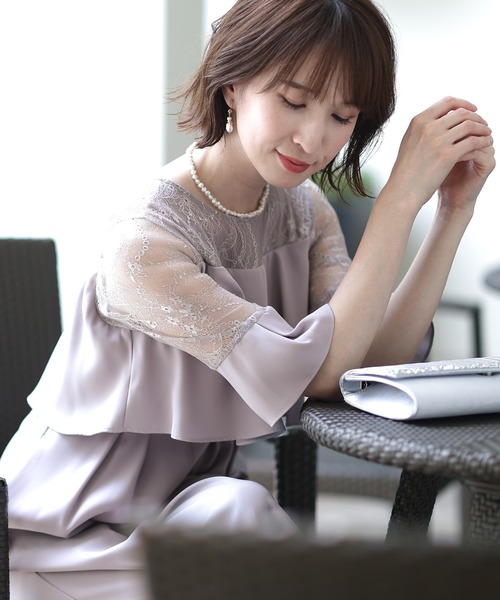 PourVous(プールヴー)の「ワイドパンツ フォーマル お呼ばれ ロング丈&結婚式 ドッキング風 オールインワン パーティー パンツドレス オケージョンドレス 七五三 ママ お宮参り 学校行事 二次会 成人式 (パンツドレス・レディース・ライトグレー/ブラック/ラベンダー/ネイビー/チャコール・M)」の18枚目の写真