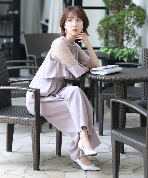 PourVous(プールヴー)の「ワイドパンツ フォーマル お呼ばれ ロング丈&結婚式 ドッキング風 オールインワン パーティー パンツドレス オケージョンドレス 七五三 ママ お宮参り 学校行事 二次会 成人式 (パンツドレス・レディース・ライトグレー/ブラック/ラベンダー/ネイビー/チャコール・M)」の19枚目の写真