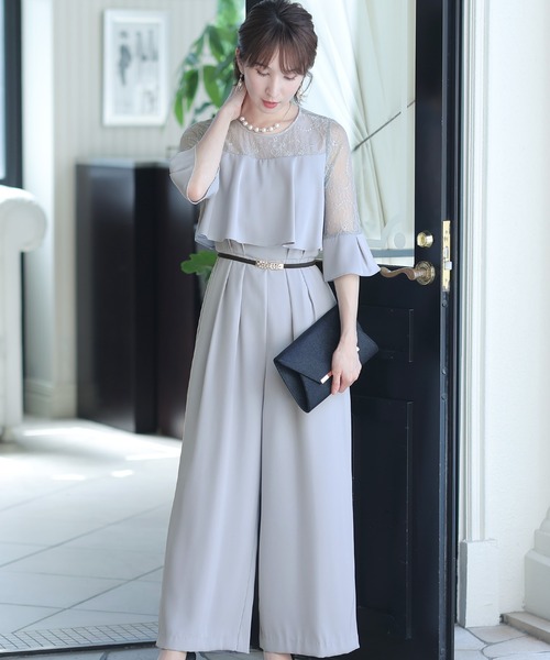PourVous(プールヴー)の「ワイドパンツ フォーマル お呼ばれ ロング丈&結婚式 ドッキング風 オールインワン パーティー パンツドレス オケージョンドレス 七五三 ママ お宮参り 学校行事 二次会 成人式 (パンツドレス・レディース・ライトグレー/ブラック/ラベンダー/ネイビー/チャコール・M)」の20枚目の写真