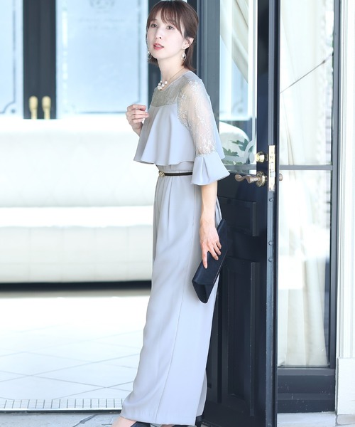 PourVous(プールヴー)の「ワイドパンツ フォーマル お呼ばれ ロング丈&結婚式 ドッキング風 オールインワン パーティー パンツドレス オケージョンドレス 七五三 ママ お宮参り 学校行事 二次会 成人式 (パンツドレス・レディース・ライトグレー/ブラック/ラベンダー/ネイビー/チャコール・M)」の21枚目の写真