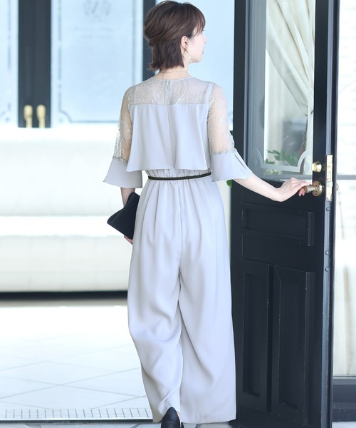 PourVous(プールヴー)の「ワイドパンツ フォーマル お呼ばれ ロング丈&結婚式 ドッキング風 オールインワン パーティー パンツドレス オケージョンドレス 七五三 ママ お宮参り 学校行事 二次会 成人式 (パンツドレス・レディース・ライトグレー/ブラック/ラベンダー/ネイビー/チャコール・M)」の22枚目の写真