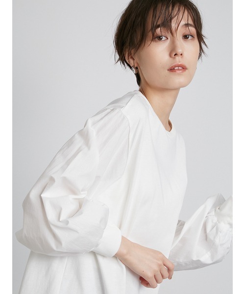 emmi(エミ)の「【emmi atelier】袖ボリュームコンビトップス(Tシャツ/カットソー・レディース・ホワイト/ブラック・FREE)」の13枚目の写真