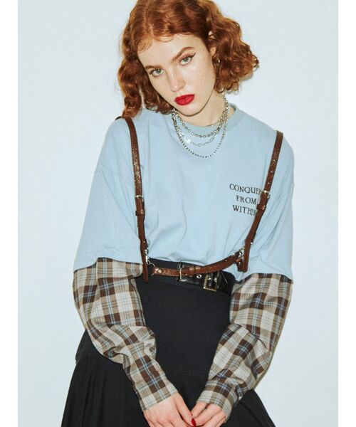 jouetie（ジュエティ）の「2WAYドッキングロンT（Tシャツ/カットソー・レディース・ライトブルー/ブラック/オフホワイト・MEDIUM）」の3枚目の写真