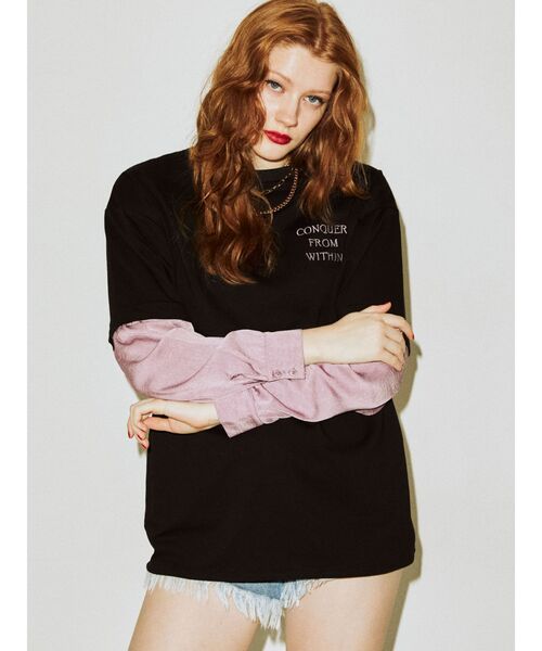 jouetie（ジュエティ）の「2WAYドッキングロンT（Tシャツ/カットソー・レディース・ライトブルー/ブラック/オフホワイト・MEDIUM）」の2枚目の写真