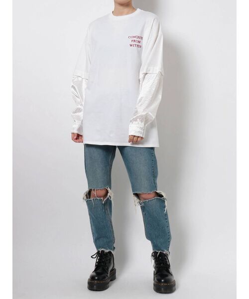 jouetie（ジュエティ）の「2WAYドッキングロンT（Tシャツ/カットソー・レディース・ライトブルー/ブラック/オフホワイト・MEDIUM）」の10枚目の写真