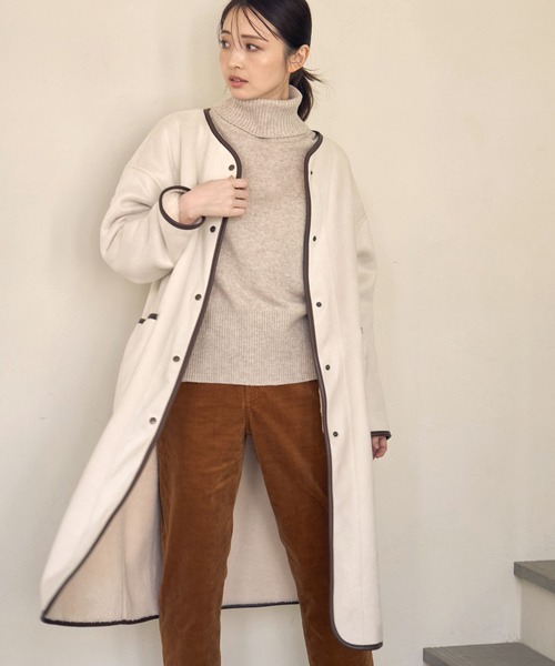 ikka（イッカ）の「リバーシブルフェイクムートンコート（ムートンコート・レディース・オフホワイト/スモークグレー/オリーブ・M/L）」の16枚目の写真