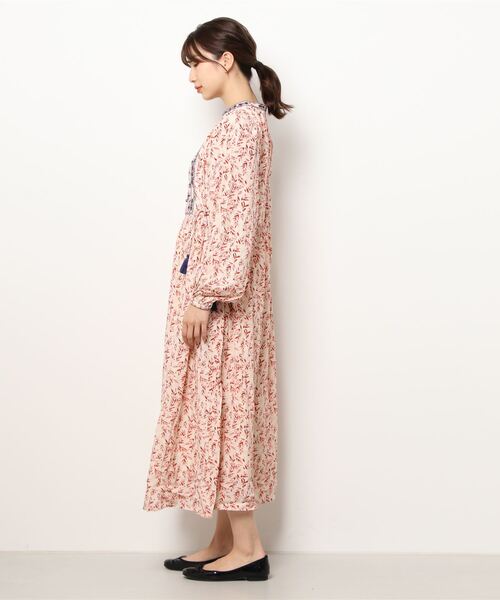 チチカカ（チチカカ）の「リーフプリントバロチ風ワンピース（ワンピース・レディース・ブラック/アイボリー・FREE）」の21枚目の写真