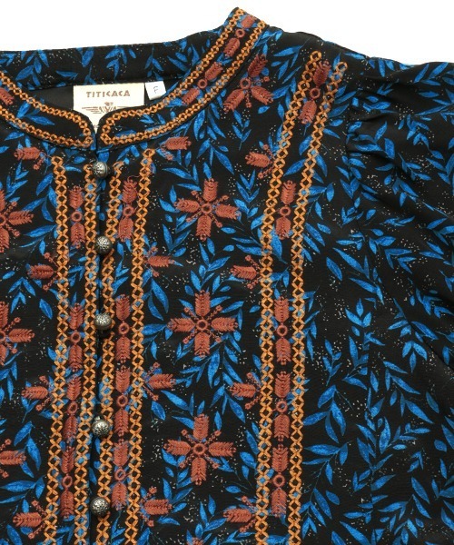 チチカカ（チチカカ）の「リーフプリントバロチ風ワンピース（ワンピース・レディース・ブラック/アイボリー・FREE）」の13枚目の写真