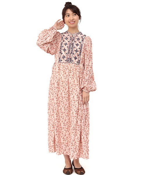 チチカカ（チチカカ）の「リーフプリントバロチ風ワンピース（ワンピース・レディース・ブラック/アイボリー・FREE）」の14枚目の写真