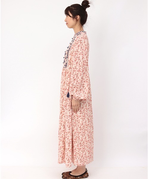 チチカカ（チチカカ）の「リーフプリントバロチ風ワンピース（ワンピース・レディース・ブラック/アイボリー・FREE）」の12枚目の写真