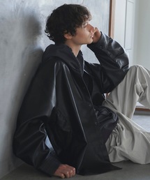 shiki tokyo | OVERSIZED SYNTHETIC LEATHER SHIRT / オーバーサイズシンセティックレザーシャツ(シャツ/ブラウス)