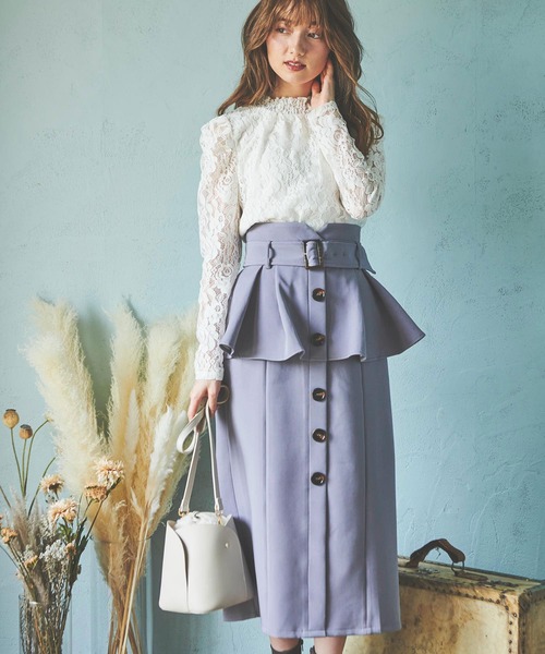 NOELA（ノエラ）の「ペプラムタイトスカート（スカート・レディース・ベージュ/ブルー/その他1・S/M）」の2枚目の写真