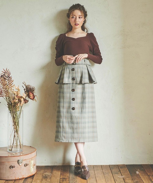 NOELA（ノエラ）の「ペプラムタイトスカート（スカート・レディース・ベージュ/ブルー/その他1・S/M）」の4枚目の写真