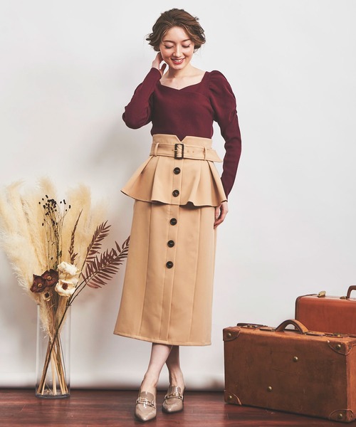 NOELA（ノエラ）の「ペプラムタイトスカート（スカート・レディース・ベージュ/ブルー/その他1・S/M）」の6枚目の写真