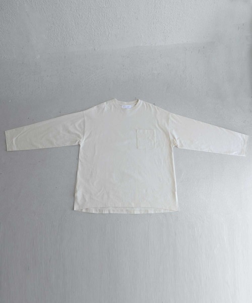 antiqua(アンティカ)の「こなれシルエット決まる!バスク生地ロングTシャツ(Tシャツ/カットソー・レディース・オフホワイト/ブラック/パープル/マスタード・FREE)」の13枚目の写真