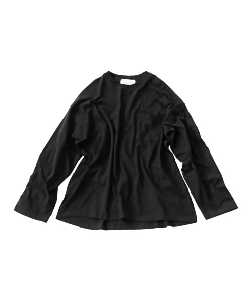 antiqua(アンティカ)の「こなれシルエット決まる!バスク生地ロングTシャツ(Tシャツ/カットソー・レディース・オフホワイト/ブラック/パープル/マスタード・FREE)」の18枚目の写真