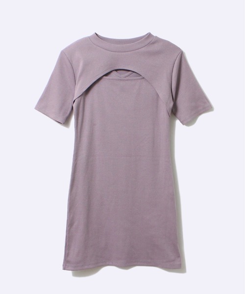 one way（ワンウェイ）の「【oneway Jeans】フロント開き2WAYテレコワンピース（ワンピース・レディース・ブラック/ベージュ/パープル/ライトブラウン・FREE）」の4枚目の写真