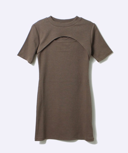 one way（ワンウェイ）の「【oneway Jeans】フロント開き2WAYテレコワンピース（ワンピース・レディース・ブラック/ベージュ/パープル/ライトブラウン・FREE）」の3枚目の写真