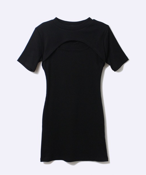 one way（ワンウェイ）の「【oneway Jeans】フロント開き2WAYテレコワンピース（ワンピース・レディース・ブラック/ベージュ/パープル/ライトブラウン・FREE）」の2枚目の写真