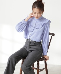 N.（N. Natural Beauty Basic） | ◆スタンドネックフリル長袖ブラウス(シャツ/ブラウス)