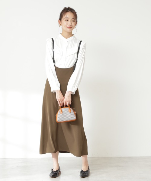 N.(N. Natural Beauty Basic)(エヌエヌナチュラルビューティーベーシック)の「◆スタンドネックフリル長袖ブラウス(シャツ/ブラウス・レディース・ブラック/オフホワイト/ブルー/ブルー系その他・MEDIUM)」の8枚目の写真