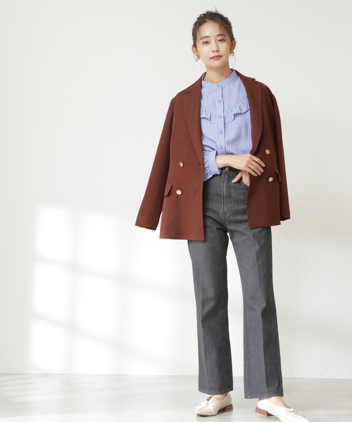 N.(N. Natural Beauty Basic)(エヌエヌナチュラルビューティーベーシック)の「◆スタンドネックフリル長袖ブラウス(シャツ/ブラウス・レディース・ブラック/オフホワイト/ブルー/ブルー系その他・MEDIUM)」の9枚目の写真