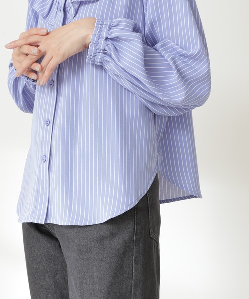 N.(N. Natural Beauty Basic)(エヌエヌナチュラルビューティーベーシック)の「◆スタンドネックフリル長袖ブラウス(シャツ/ブラウス・レディース・ブラック/オフホワイト/ブルー/ブルー系その他・MEDIUM)」の17枚目の写真